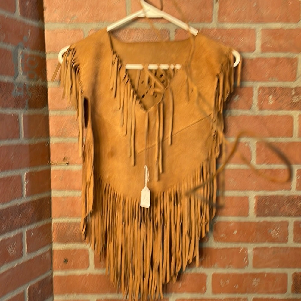 Leather hippy biker fringe top HOT